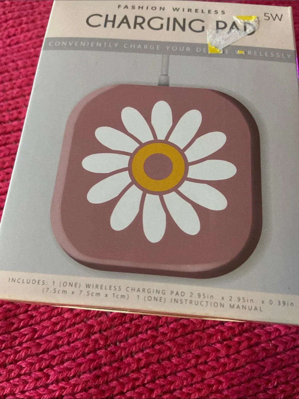 Wireless Fashion Charging Pad - Pink Daisy Design